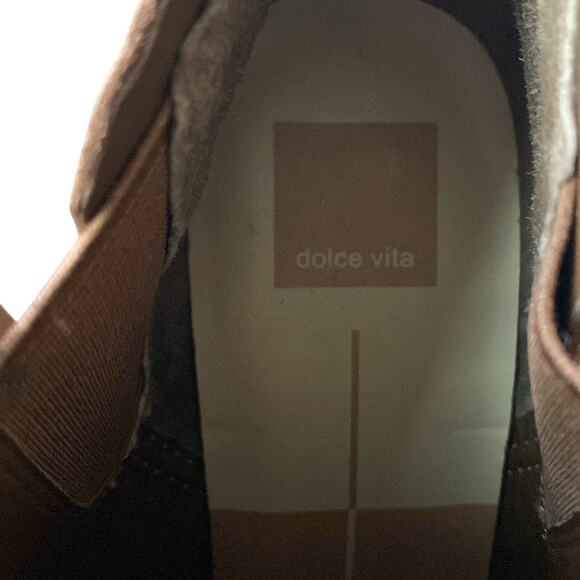 DOLCE VITA Suede Bootie Womens Sz 11 Tan Stacked Heel Pointed Toe - Picture 6 of 8